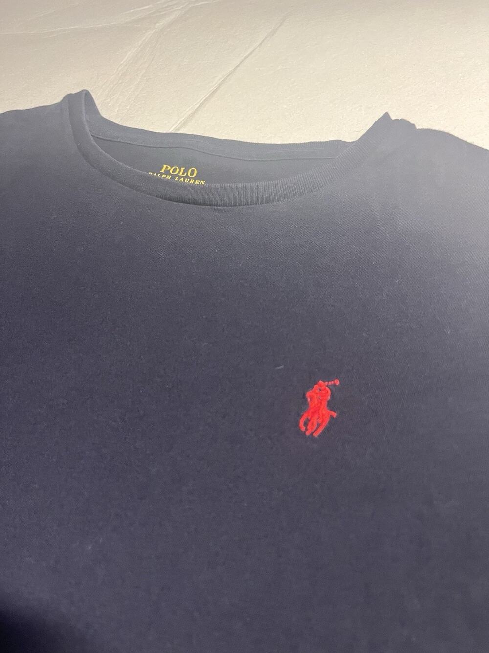 Polo Ralph Lauren Men’s L Navy Blue Long Sleeve T-Shirt Custom Fit Red Pony